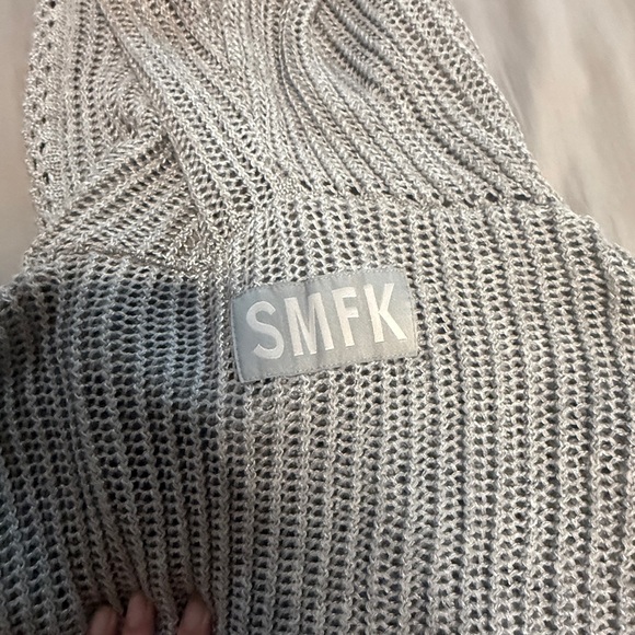 smfk Cozy Gray Knit Women's hoodie one size - Picture 5 of 6